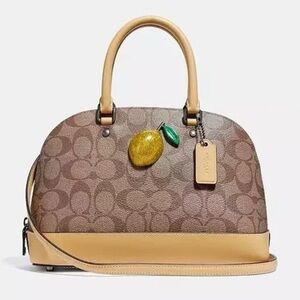 Coach Brown Signature Dome Satchel with Lemon Charm